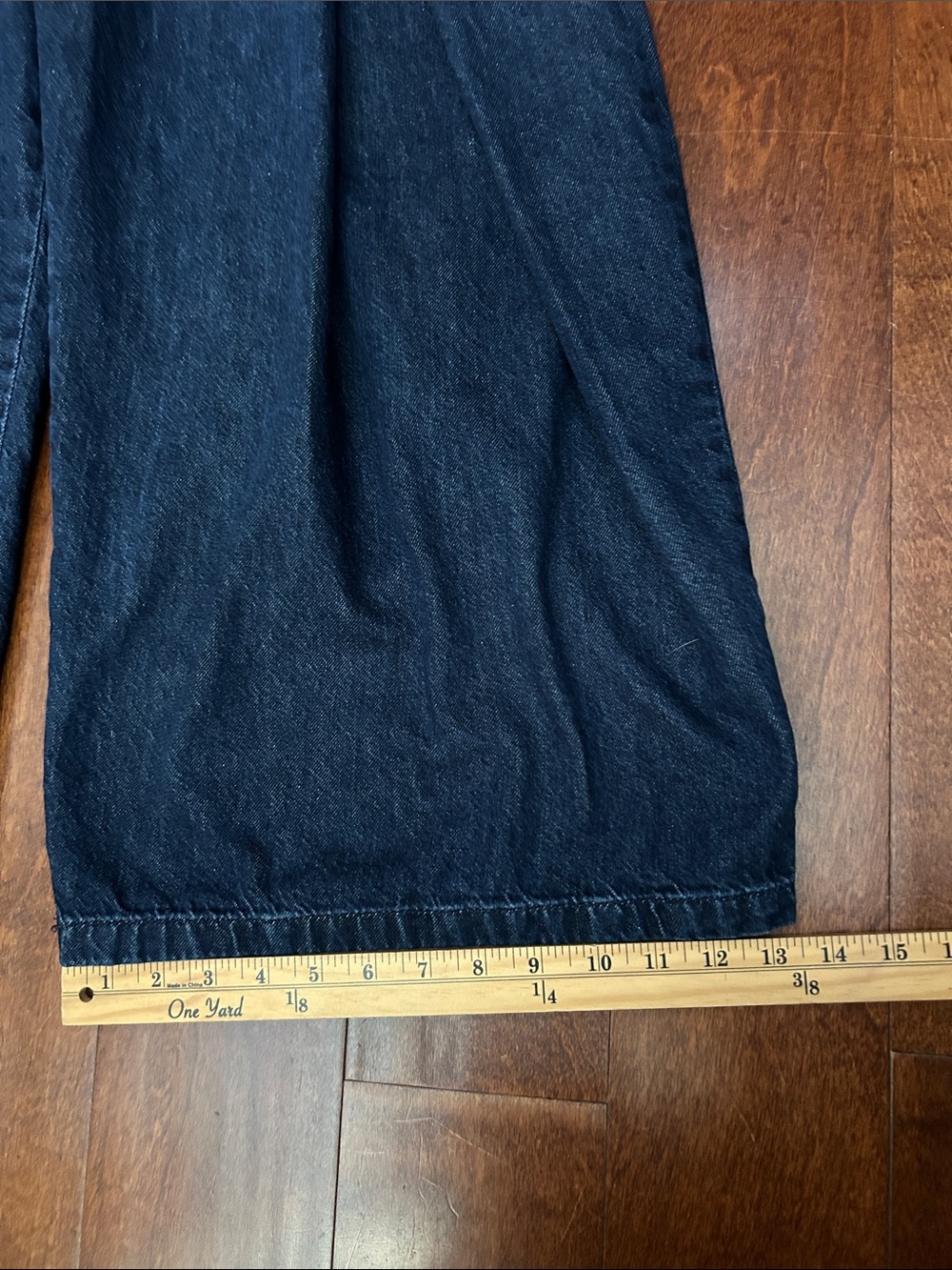 Zara Dark Blue Wide-Leg Pleated Culotte Jeans, Size 6 - Picture 9 of 14